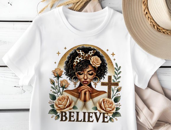 Christian Png, Black Woman Messy Bun Png T-Shirt Designs