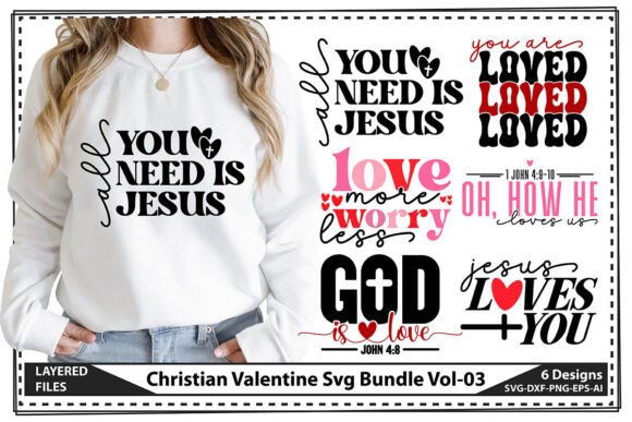 Christian Valentine Svg Bundle Vol-03 and T-Shirt Designs