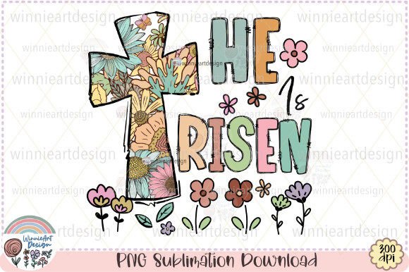 He is Risen Easter Christian Faith Cross T-Shirt Designs