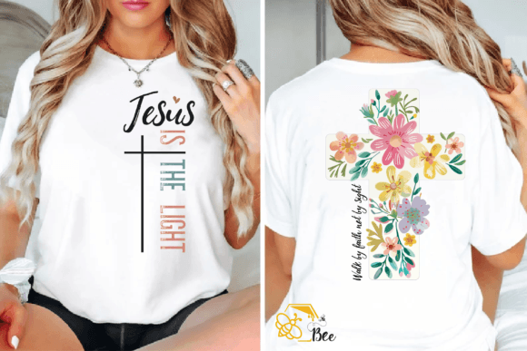 Jesus is the Light Png, Floral Christian T-Shirt Designs