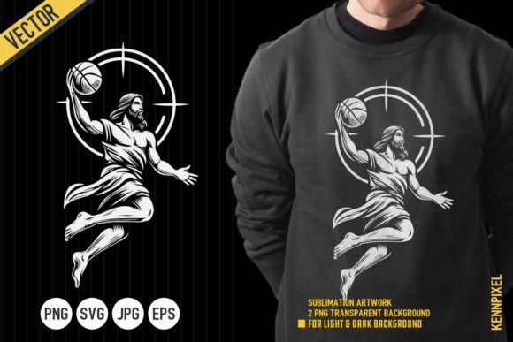 Jesus Playing Basketball VECTOR SVG PNG T-Shirt Designs
